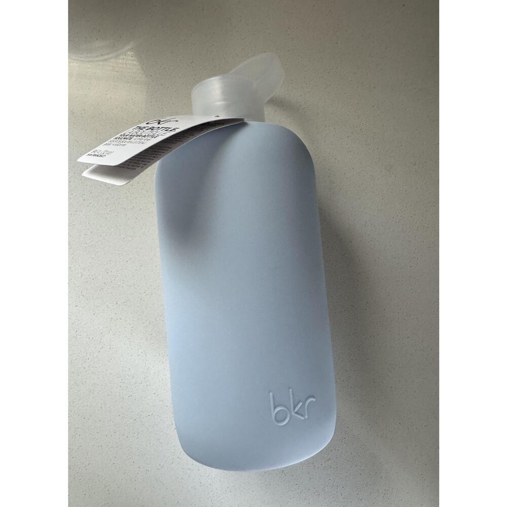 BKR Glass Water Bottle Big 1L Silicone Sleeve Light Blue Modern Handle Reusable